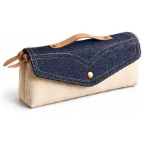 VHV -Pennenetui - Stijlvolle Potloodtas en Etui voor School, Kantoor en Dagelijks Gebruik - Denim Blauw