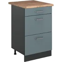 Vicco Keukenonderkast R-Line Blauw-grijs/Antraciet 50 cm goudkleurig eiken werkblad, Model 69868
