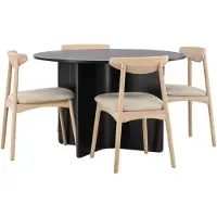 Ebuy24 Tyresö eethoek eettafel zwart 4 stoelen whitewash.