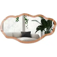 Wallfluent Doffe Oranje Spiegel - Oranje Elegante Rechthoekige Wandspiegel - Organische Spiegel - Woonkamer, Kantoor, Slaapkamer - Minimalistisch - 45x90 cm - Totale afmeting 52x97 cm