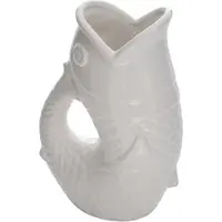 Atmosphera Bloemenvaas Vis - wit - keramiek - 25 cm - vaas - nautisch / strand / zee thema