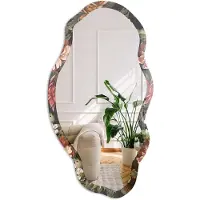 Coloray Exotische Flora Spiegel - Zwart Strakke Rechthoekige Spiegel - Organische Spiegel - Woonkamer - Schilderachtig - 45x90 cm - Totale afmeting 52x97 cm