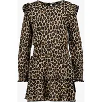 TwoDay meisjes jurk met panterprint en ruches maat 110/116