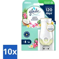 Glade 10 x - Houder Elektrische Olie - Exotic Tropical Blossoms - Zonder Navulling - Luchtverfrisser - Geurverspreiding - Bewegingssensor - Automatische Geur - Frisse Geur