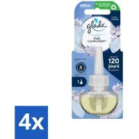 Glade 4 x - Navulling Elektrische Olie - Pure Clean Linen - Zonder Houder - Geur - Luchtverfrissers - - Elektrische Geur - Linnengeur