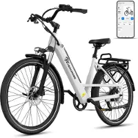 Evercross EK25 Elektrische Fiets - 27.5 x 2.35 Inch - 36V 13Ah Accu - App & NFC - Koppelsensor - 7 Versnellingen - Wit