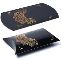 Phoenix Kussendoos L Zwart Goud Mandala Bloem --pakket van 10 stuks - 23,5x20,3cm - 23.5x20.3cm