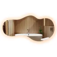 Tulup Spiegel LED - Organische Spiegel Met Verlichting - 45 cm x 90 cm - Warm Wit 3000K - LED verlichting Spiegel - Grote Asymmetrische Organische Spiegel LED - LED Organische Badkamerspiegel