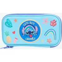 Disney Stitch Etui - Hardcase Pennenzak - Lichtblauw - "Cute but Cheeky" - Stevige Harde Kaft met Rits - Schoolartikelen