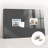 Tulup Glassboard - Grijze kleur Magneetbord - 60 cm x 40 cm - Memobord Glas - Design Memobord - Magnetisch Wandbord Grijs - Inclusief Gratis Magneten - Magneetbord Muur - Magnetic Board