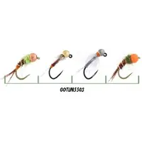 GARBOLINO Nymphe Set X4 met tungsten - Soort : Kleine Rivieren - Getint (licht troebel) Water