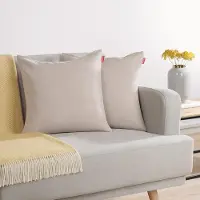 Famanu – Set van 2 chenille kussenhoezen, 50 x 50 cm, taupe, met verborgen ritssluiting