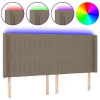 vidaXL Hoofdbord LED 183x16x118/128 cm stof taupe