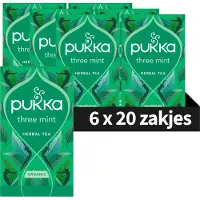 Pukka Tea Three Mint - 120 Theezakjes - Biologische Kruidenthee - 6 x 20 zakjes - Thee Voordeelverpakking