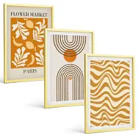 Tulup 4-Delige Schilderij Set - Modeposters met bloemen- en geometrische patronen - 40 x 60 cm - Decoratieve Muurdecoratie - Slaapkamer - Woonkamer Decoratie