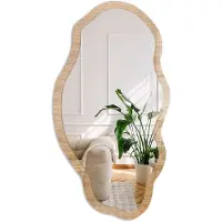 Coloray Natuurlijk Hout Spiegel - Bruin Rechthoekige Spiegel Met Modern Design - Organische Spiegel - Woonkamer - Rustiek - 45x90 cm - Totale afmeting 52x97 cm