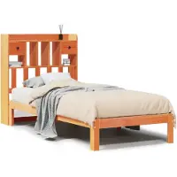 vidaXL Bed met boekenkast zonder matras grenenhout wasbruin 75x190 cm