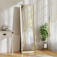 STILVORA Spiegel Flexibel Plaatsbare Staande Spiegel 160 x 50 cm Met Frame Goud Gehard Glas Rechthoek Voor Wand Leunend En Vrijstaand Gebruik
