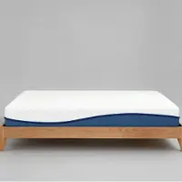 OKWISH Matras 140x190 cm – Tweepersoons Traagschuimmatras Met Groene Thee En Afneembare Wasbare Hoes – Gemiddeld Ligcomfort – Blauw Wit