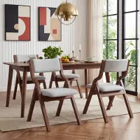 HAUSS SPOLE Eetkamerstoel - Klapstoel Van Massief Hout - Set Van 2 - Comfortabel Met Linnen Bekleding - Voor Eetkamer Woonkamer En Café - Grijs