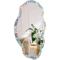 Coloray Kleurrijke Tegels Spiegel - Blauw Stijlvolle Wandspiegel - Organische Spiegel - Badkamer, Keuken, Woonkamer - Geometrisch - 45x90 cm - Totale afmeting 52x97 cm