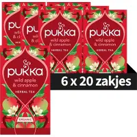 Pukka Tea Wild Apple Cinnamon - 120 Theezakjes - Biologische Kruidenthee - Winterthee met Appel en Kaneel - 6 x 20 zakjes - Thee Voordeelverpakking
