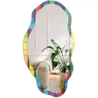 Coloray Kleurrijk Mozaïek Spiegel - Geel Rechthoekige Spiegel Voor Interieur - Organische Spiegel - Woonkamer, Kantoor, Hal - Geometrisch - 45x90 cm - Totale afmeting 52x97 cm