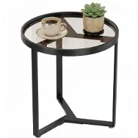 HOMCOM Side Table-Gehärtetes Glas-45L x 45B x 50H cm-Schwarz