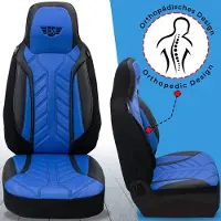 BREMER SITZBEZÜGE Premium Camper stoelhoezen voor Knaus BOXLIFE PRO / XL Camper Van DPL506 in Zwart/Blauw (2 losse stoelen)