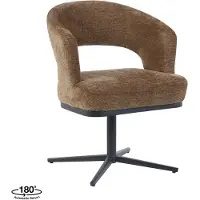 Label51 Monaco Eetkamerstoel - Bruin - Stof - Zwart Metaal - Stoel - Eetkamerfauteuil