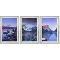 Wallfluent 4-Delige Schilderij Set - Berglandschappen bij schemering, uitzicht op het water - 40 x 60 cm - Stijlvolle Wanddecoratie - Interieur