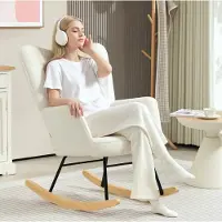STILVORA Schommelstoel - Relax Fauteuil 71 x 98 x 101 cm - Met Armleuningen En Hoge Rugleuning - Voor Woonkamer En Slaapkamer - Polyester Wit