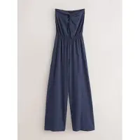 Next - Dames - Jersey bandeaujumpsuit met gedraaide voorkant - Tall - Blauw