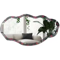Wallfluent Schedelrozen Spiegel - Zwart Elegante Rechthoekige Wandspiegel - Organische Spiegel - Woonkamer - Tatoeëren - 45x90 cm - Totale afmeting 52x97 cm