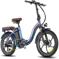 Fafrees 25AH Elektrische vouwfiets – E-Bike - 20 x 3.0 Inch Banden - Maximaal bereik 150 km - Shimano 7 versnellingen - 20 Inch opvouwbare City Commuter E-Bike – Elektrische stadsfietsen– Blauw