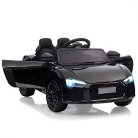 Happiq 12V Elektrische Kinderauto - voor kinderen van 3-8 jaar buitenshuis - Zwart