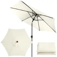 Famanu - Vervangende parasolluifel van 9,8 m, universele vervangende parasoldoek, tuinparasol, zonnescherm voor tuin, terras, tuin, tuin, tuin, strand, zwembad, markttafel (3 m/6 ribben, wit)