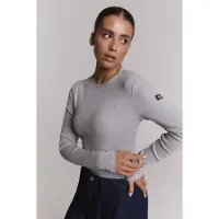 Alix The Label Dames Tops & T-shirts Ladies Knitted Rib Longsleeve T-shirt - Lichtgrijs - Maat XL