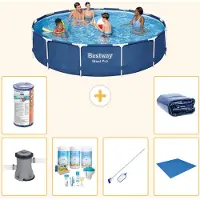 Bestway Steel Pro, ronde opblaasbare zwembad - 396x84 cm - 7-delig, model S21611