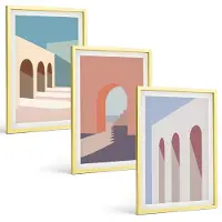 Tulup 4-Delige Schilderij Set - Pastel minimalistische stedelijke architectuurafbeeldingen - 40 x 60 cm - Muurdecoratie - Schilderijen Set - Woonkamer - Moderne Wanddecoratie