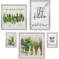 Wallfluent 4-Delige Schilderij Set - Inspiratie voor een rustieke, kruidige keuken - 50 x 50 cm, 20 x 30 cm en 40 x 60 cm - Muurdecoratie - Schilderijen Set - Woonkamer