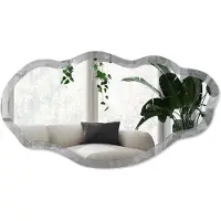 Wallfluent Grijs Marmer Spiegel - Grijs Stijlvolle Wandspiegel - Organische Spiegel - Woonkamer - Klassiek - 45x90 cm - Totale afmeting 52x97 cm
