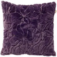 Dutch decor RAMIRA - kussenhoes 45x45 cm - bontlook - bloemmotief - Mysterioso - paars - met rits - zonder binnenkussen