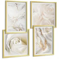 Tulup 4-Delige Schilderij Set - Elegante, modieuze abstracte marmerpatronen - 40 x 40 cm en 40 x 60 cm - Wanddecoratie - Schilderijen Set - Kantoor - Muurdecoratie
