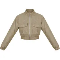 Gimme Moderne Polyester Vrouwen Korte Jas in Utility Stijl - Beige - Maat L