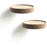 Famanu – Kleine wandplank rond van hout, zwevende wandrek set van 2, diameter 12 cm, ideaal voor decoratie