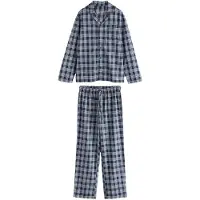 Next - Heren - Pyjamaset met lange mouwen, ruitjesmotief en knoopsluiting - Blauw