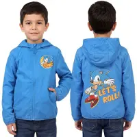 Sarcia.eu Sonic Blauwe jas voor jongens, WINDJAS met capuchon, GEVOERD MET FLEECE 98/104