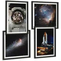 Tulup 4-Delige Schilderij Set - Foto's van astronauten die op de maan landen - 40 x 40 cm en 40 x 60 cm - Muurdecoratie - Schilderijen Set - Woonkamer - Stijlvolle Muurdecoratie