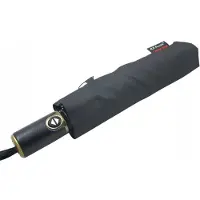 Parasol Automatische Herenparaplu Carbon Steel met Lederen Handvat - Zwart